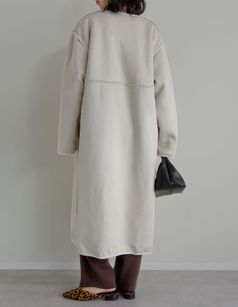 マルチウェイリバーシブルボアフェイクムートンロングコート