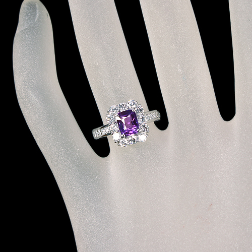 非加熱パープルサファイア 約2ct ダイヤモンド 1.1ct プラチナ リング