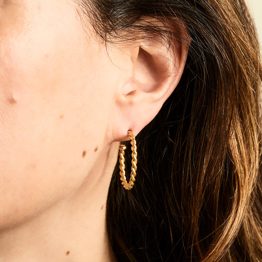 Ashley Grand Twist Large Hoops in 20K Peach Gold – Reinstein Ross