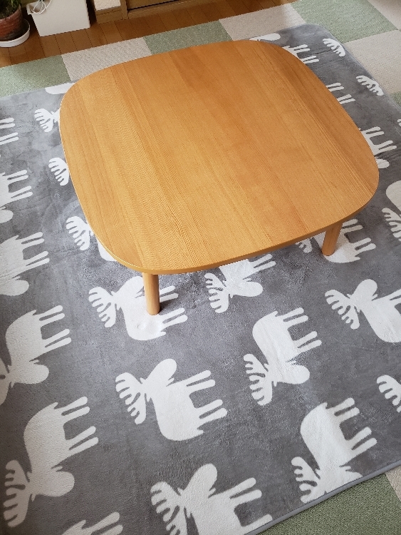 正方形こたつ・本体・タモ材丸脚・フラットヒーター／ナチュラル