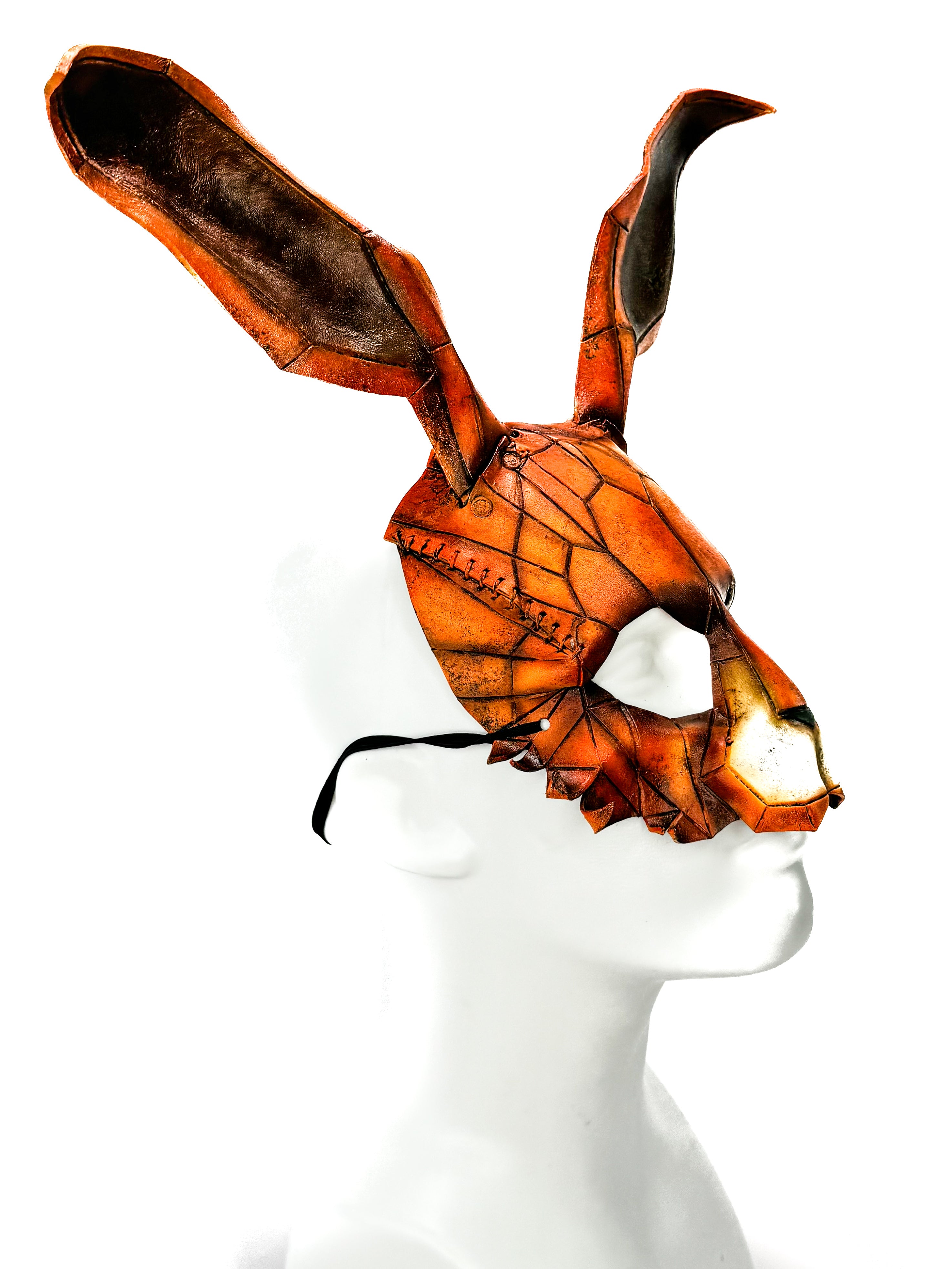 In Stock - Geometric Bunny Leather Mask in Sienna – Rockwell Masks