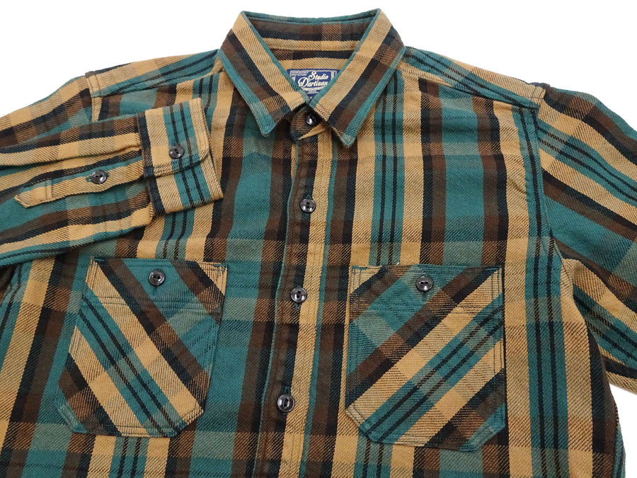 time is on】PLAID HEAVY COTTON SHIRT Plaid-check Flannel shirt