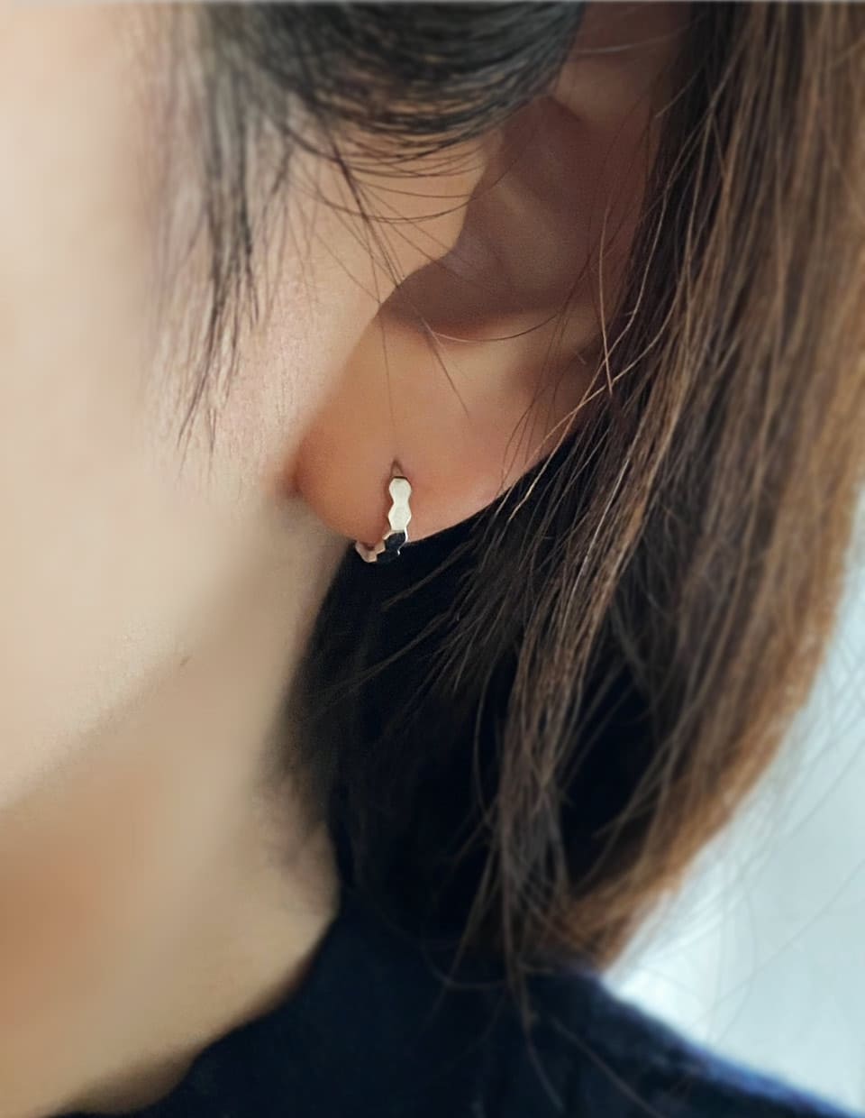 六角形miniフープピアス シルバー925 – 金属アレルギー対応の