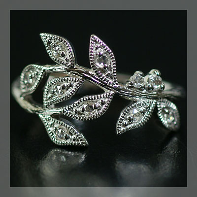 ローズカットダイヤモンドリーフリング PT900 K18 K10対応 ローズ