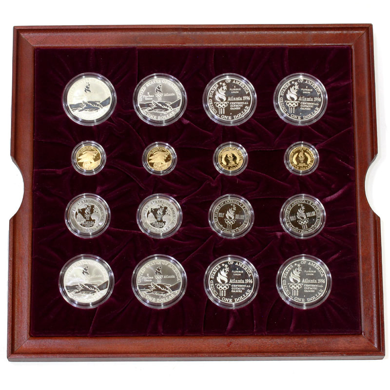 アメリカ 1996年 アトランタ五輪記念プルーフ金銀 32種フルーセット 木