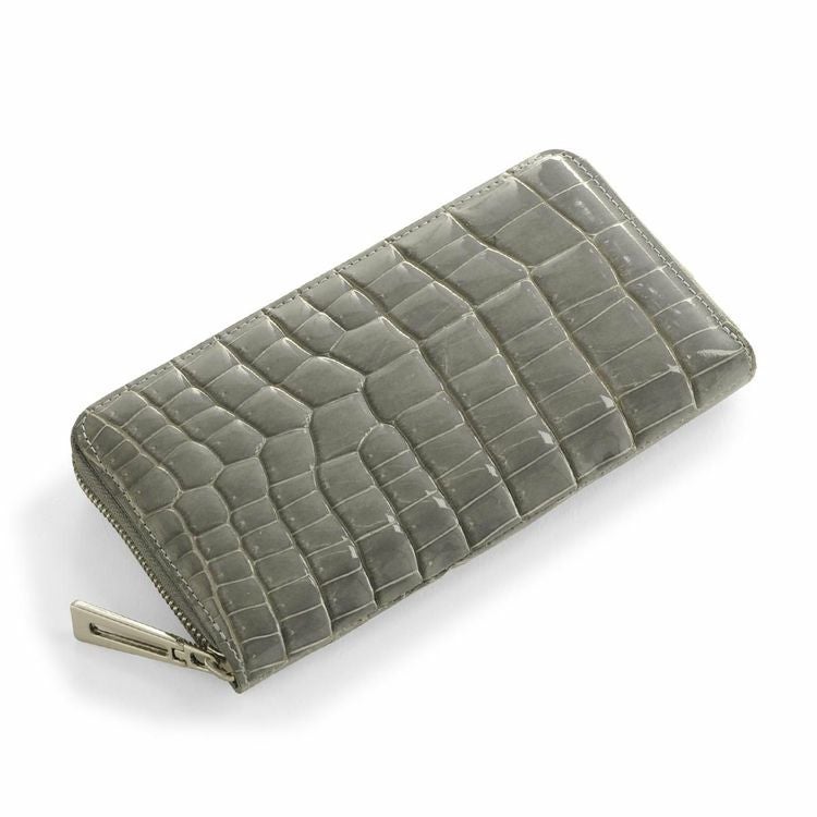 クロコダイル 長財布 シャイニング 加工 レディース メタル ラウンド