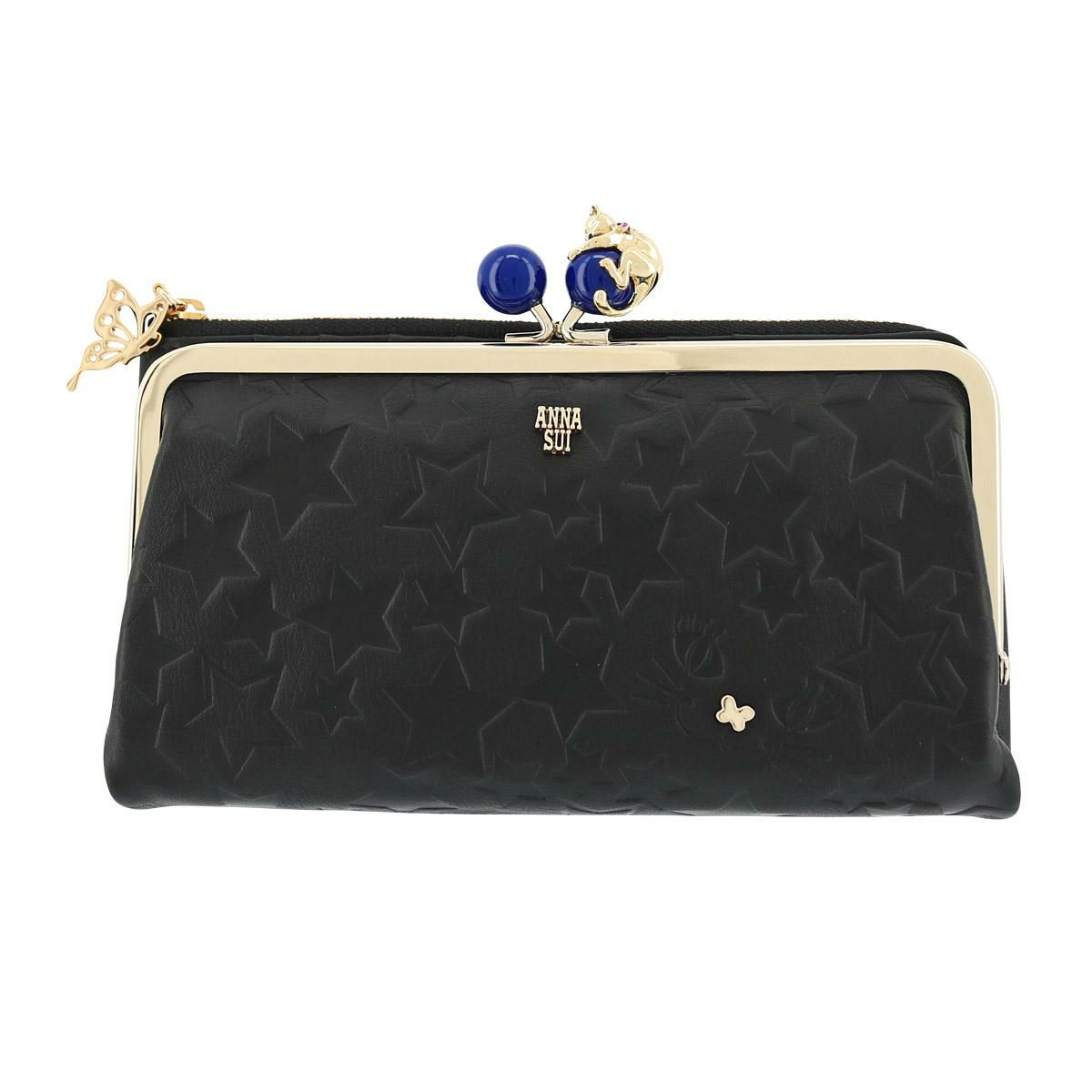 アナスイ 長財布 二つ折り 本革 猫 がま口 プレイングキャット