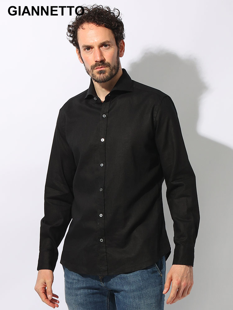 GIANNETTO (ジャンネット) リネン スリムフィット 無地 カッタウェイ