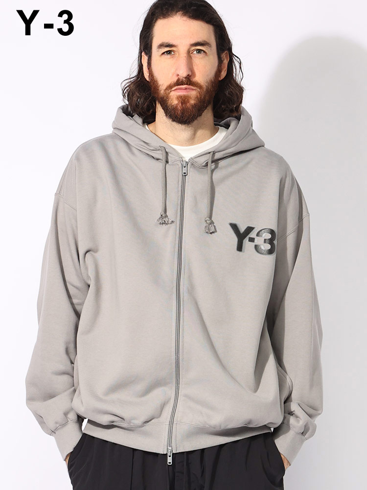 Y-3 (ワイスリー) 裏起毛 胸ロゴ フルジップ パーカー LOGO ZIP HODDIE