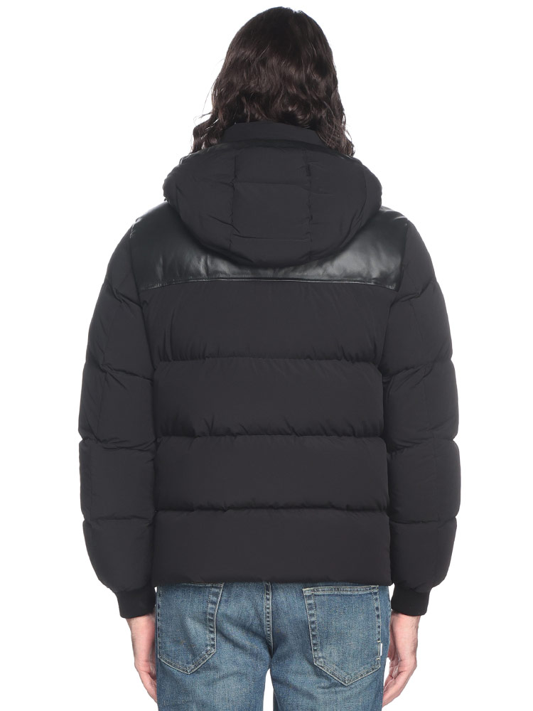 MOORER (ムーレー) ファーフード着脱 レザー×ナイロン ダウン