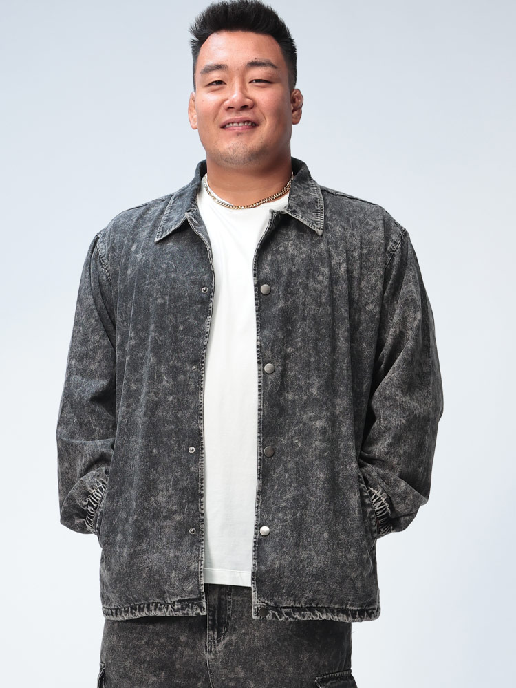 デニムコーチジャケット ウォッシュ加工 フルボタン アウター ブルゾン