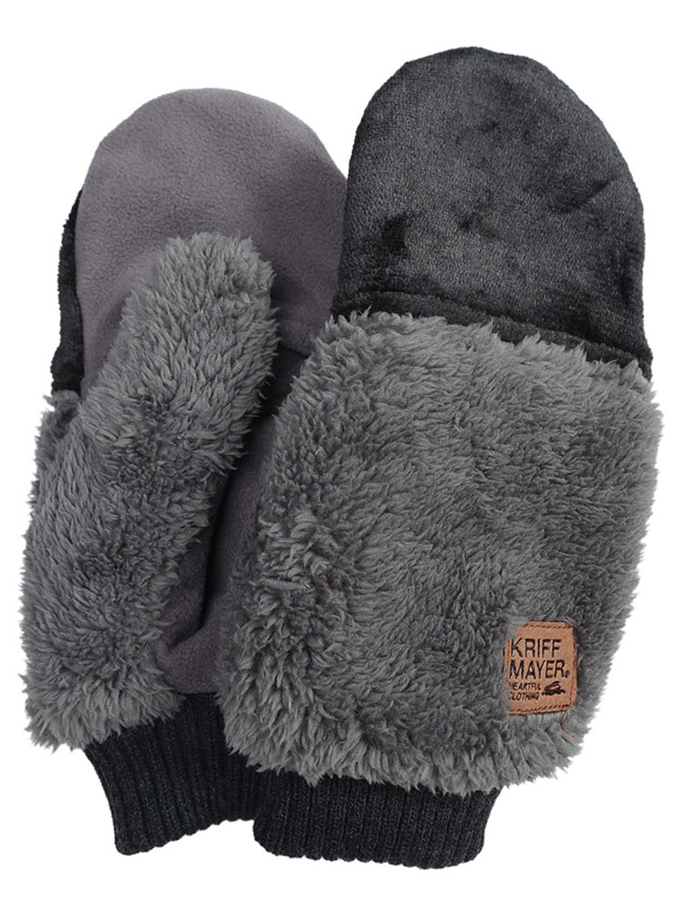 手袋 ミトングローブ ボア 切り替え 指なし キングサイズ 裏起毛 防寒