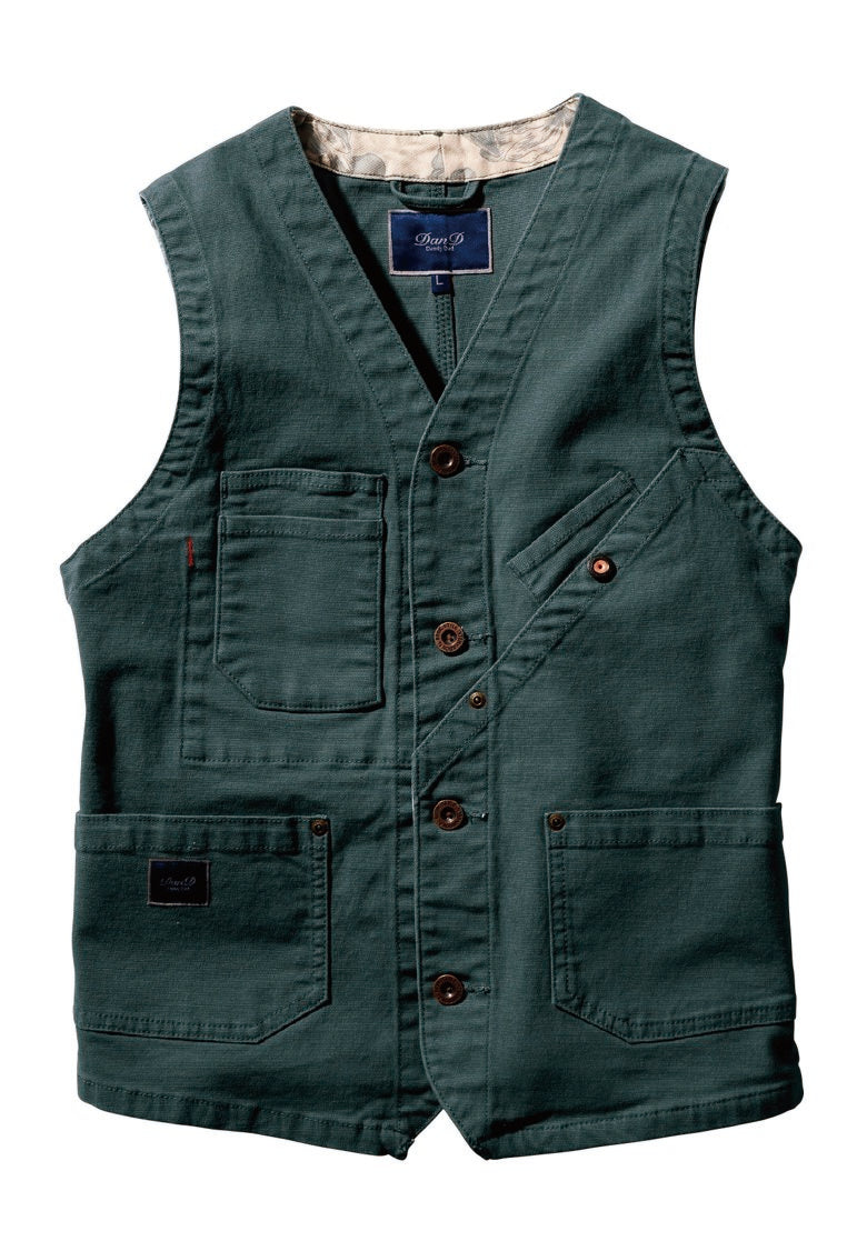 SOWA 桑和 DanD 1472-06 ヴィンテージ加工 ストレッチデニム ベスト