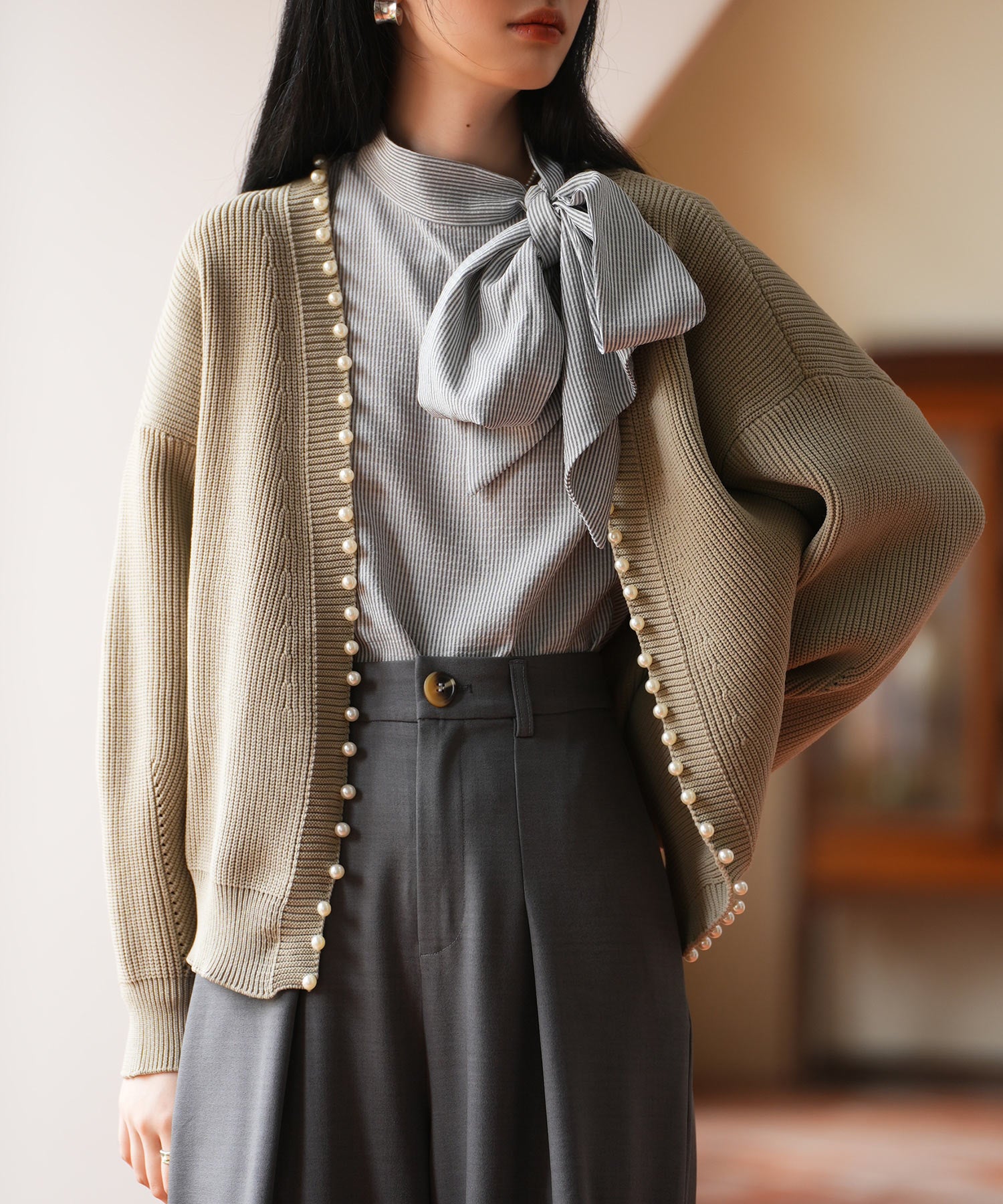 畦編みパールニットカーディガンsdpxyf2953 モカ – [公式]SAISON DE