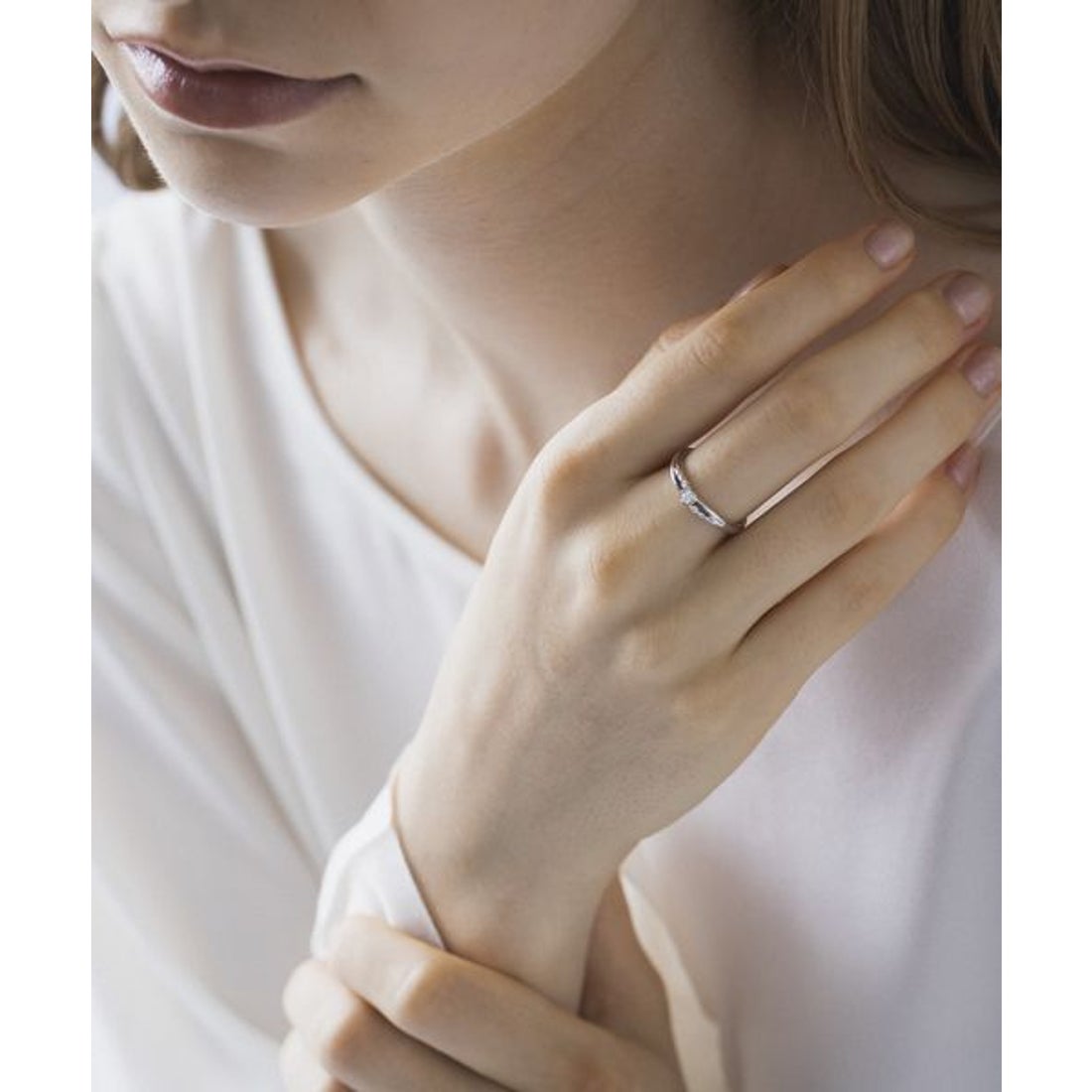 ヨンドシー 4℃ K10ホワイトゴールドダイヤモンドリング （ホワイト