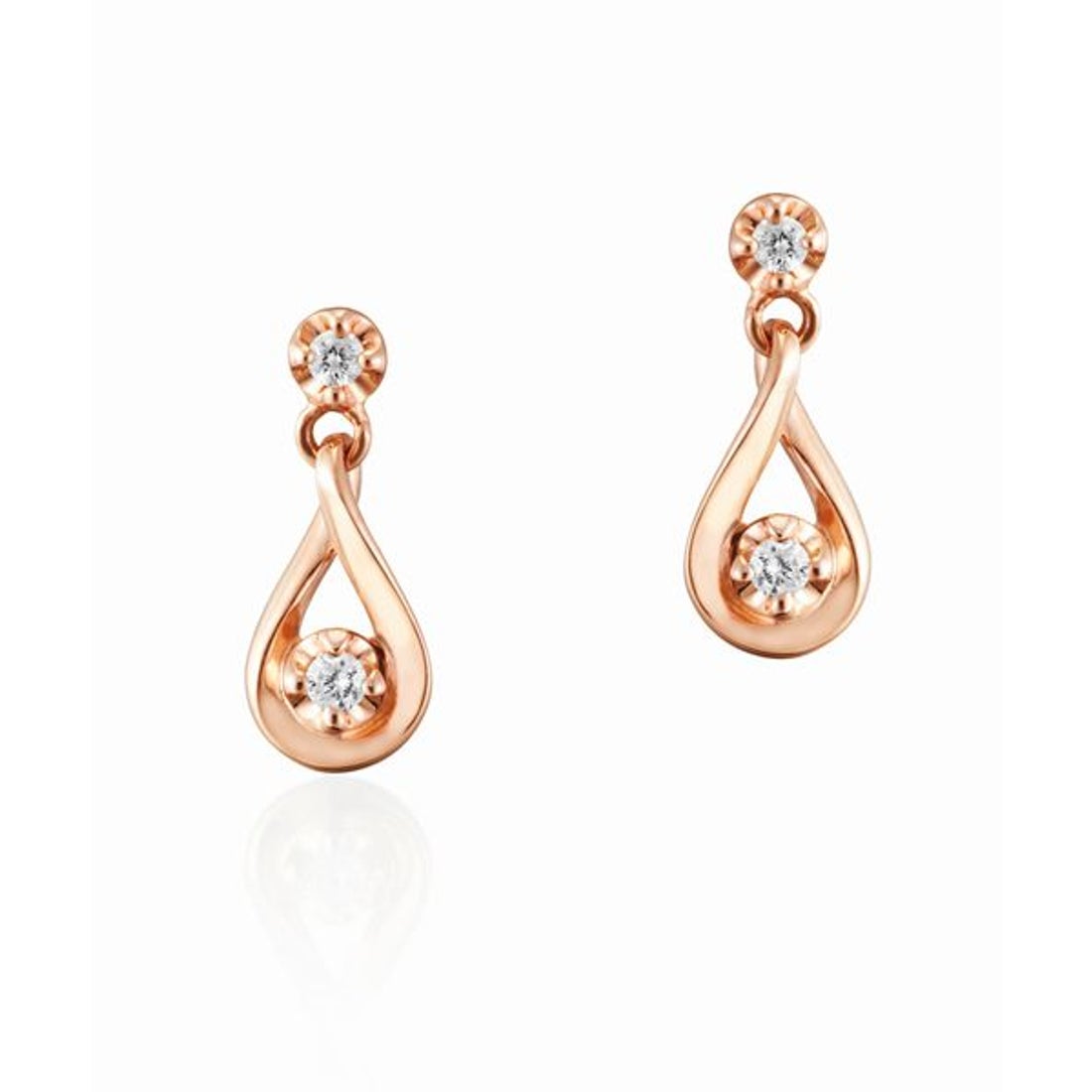 ヨンドシー 4℃ K18ピンクゴールドしずくダイヤモンドピアス （ピンク