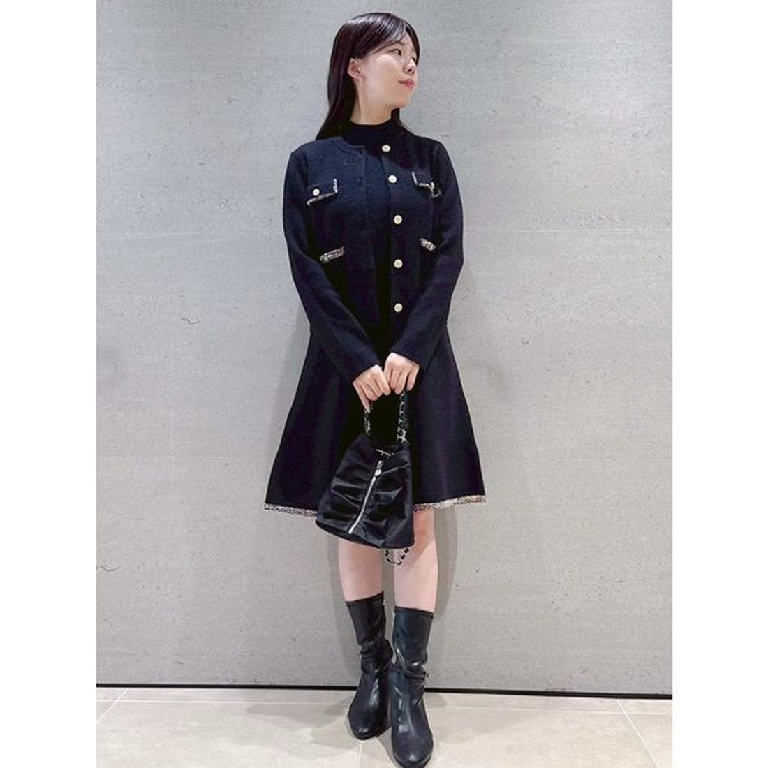 セルフォード CELFORD トリムミニニットワンピースセット （BLK