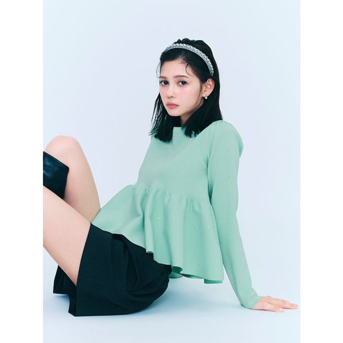 セルフォード CELFORD ホットフィットビジューペプラムニットプル