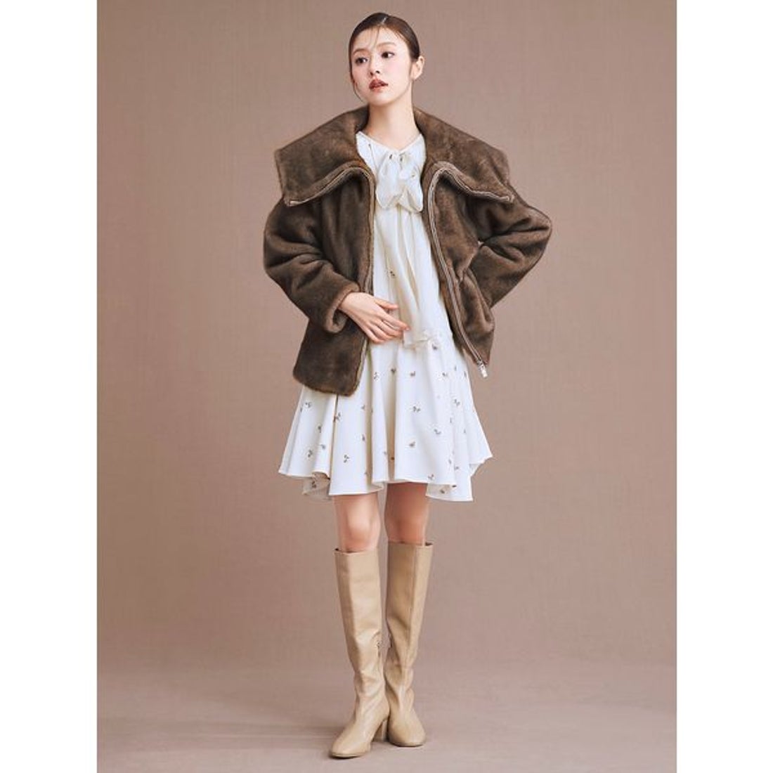 セルフォード CELFORD ビッグリボンフレアワンピース （CPNK