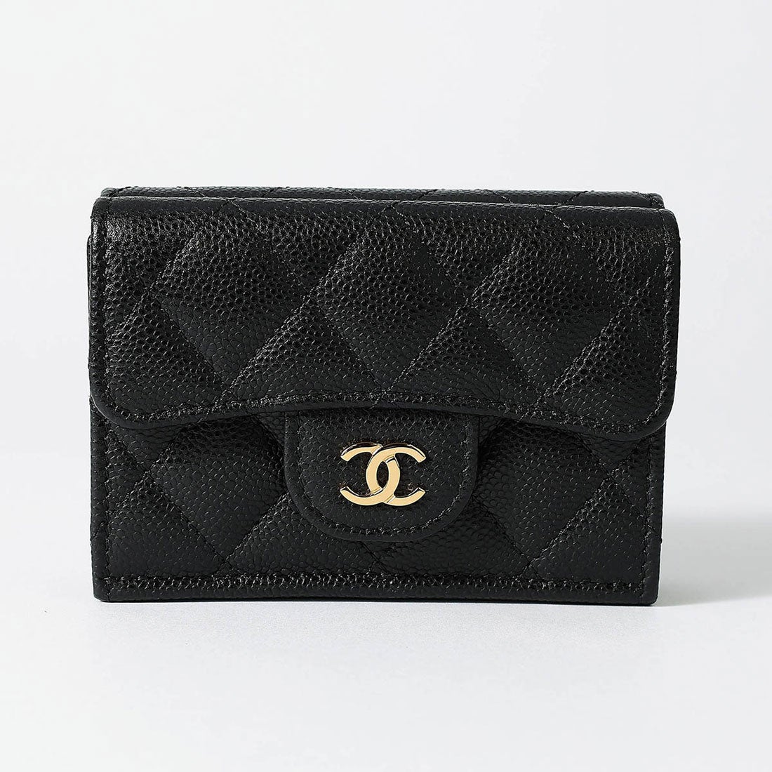 シャネル CHANEL 3つ折り財布 キャビアスキン MINI WALLET CHANEL