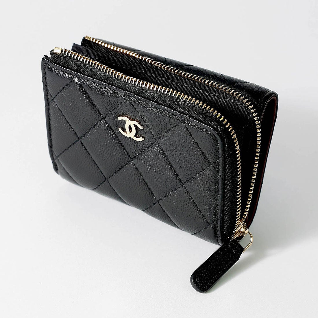 シャネル CHANEL 3つ折り財布 キャビアスキン MINI WALLET CHANEL
