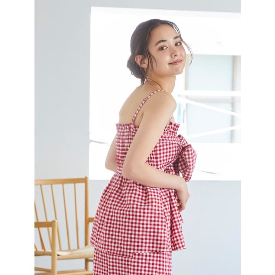 ジェラートピケ gelato pique ギンガムチェック柄キャミソール （RED