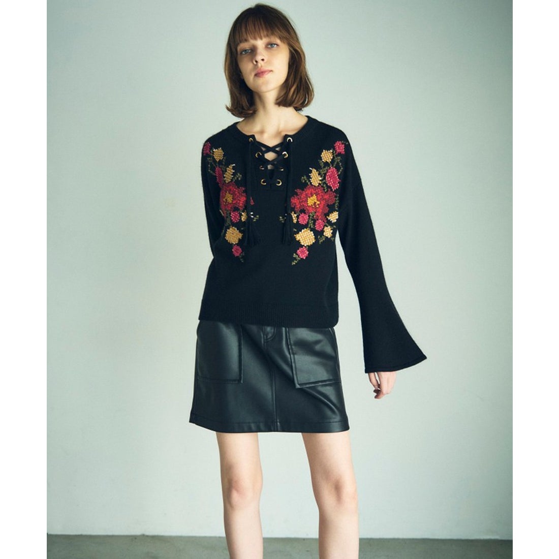 グレースコンチネンタル GRACE CONTINENTAL フラワーフレアニット