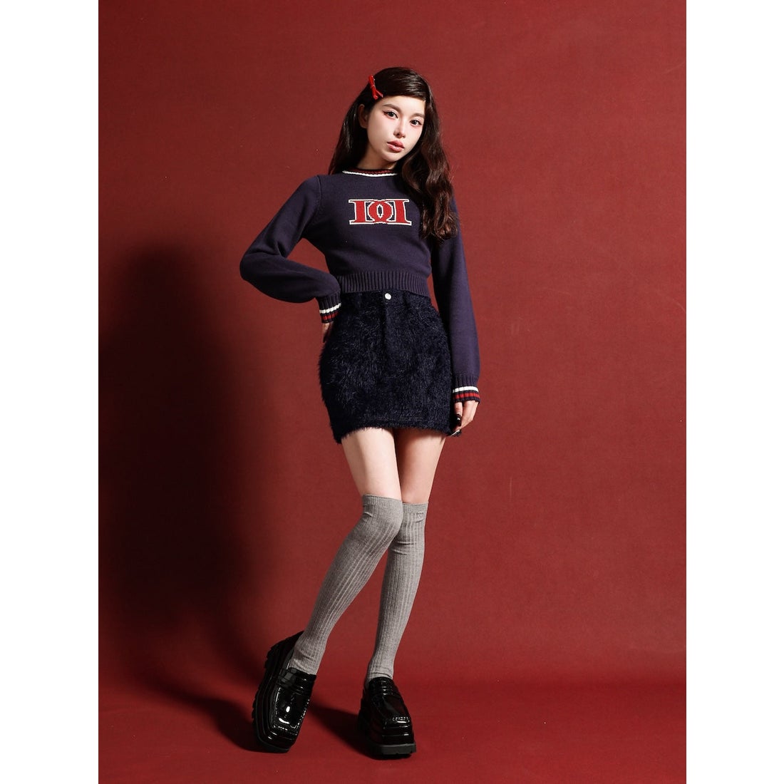 ダーリッチ Darich レトロDDロゴニットトップス （グレー