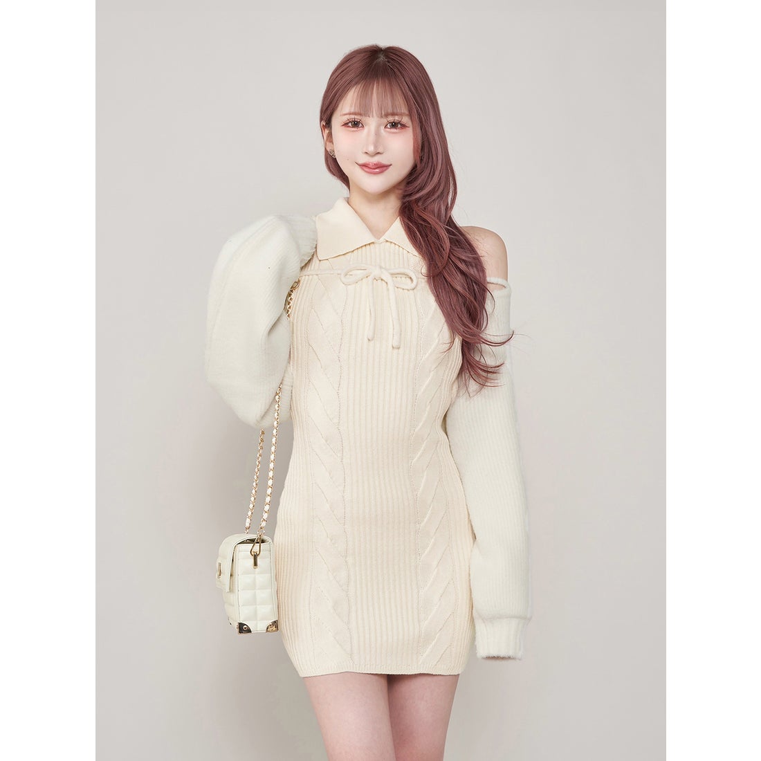 ダーリッチ Darich ショートボレロニットミニワンピース （アイボリー