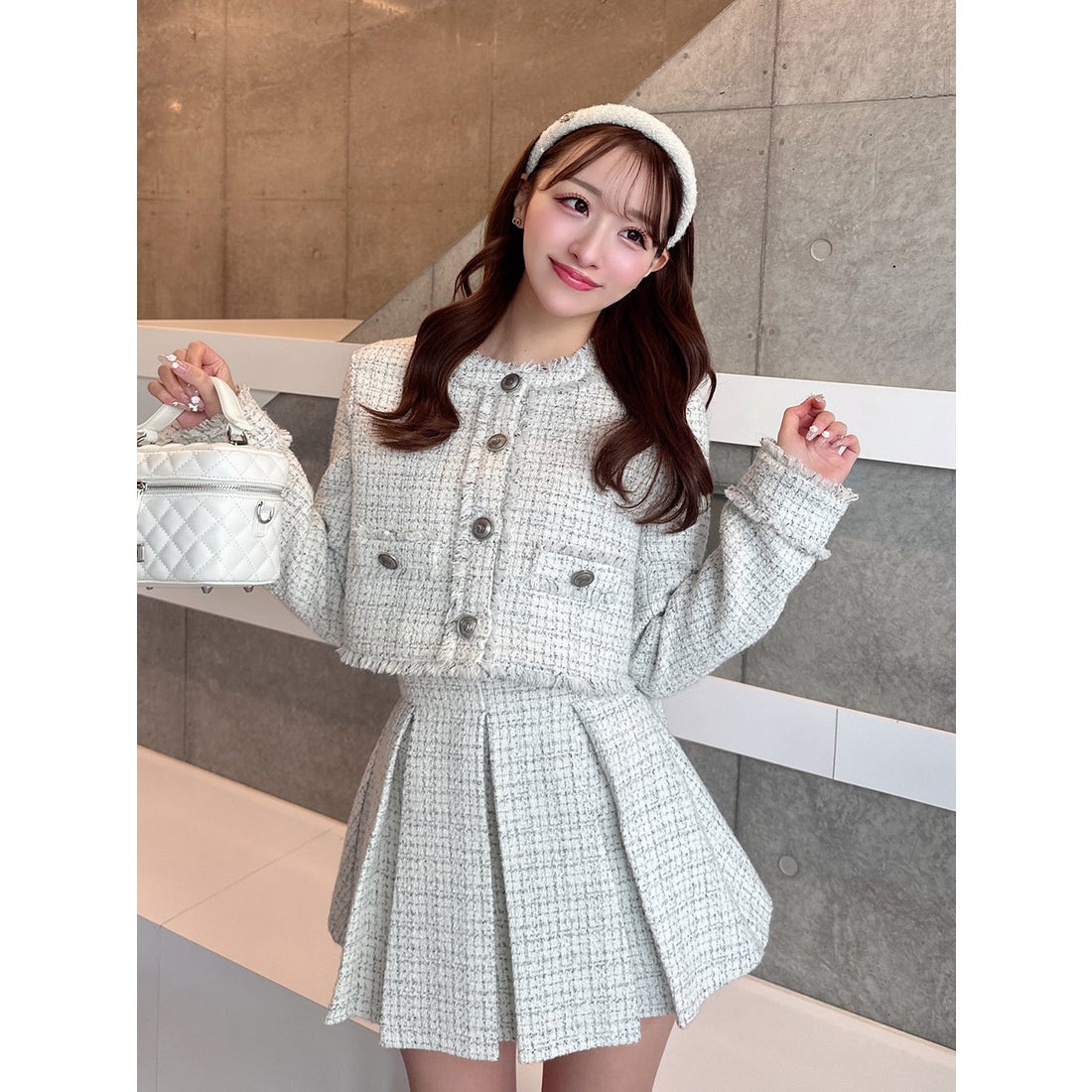 ダーリッチ Darich コンパクトフリンジツイードジャケット （ホワイト