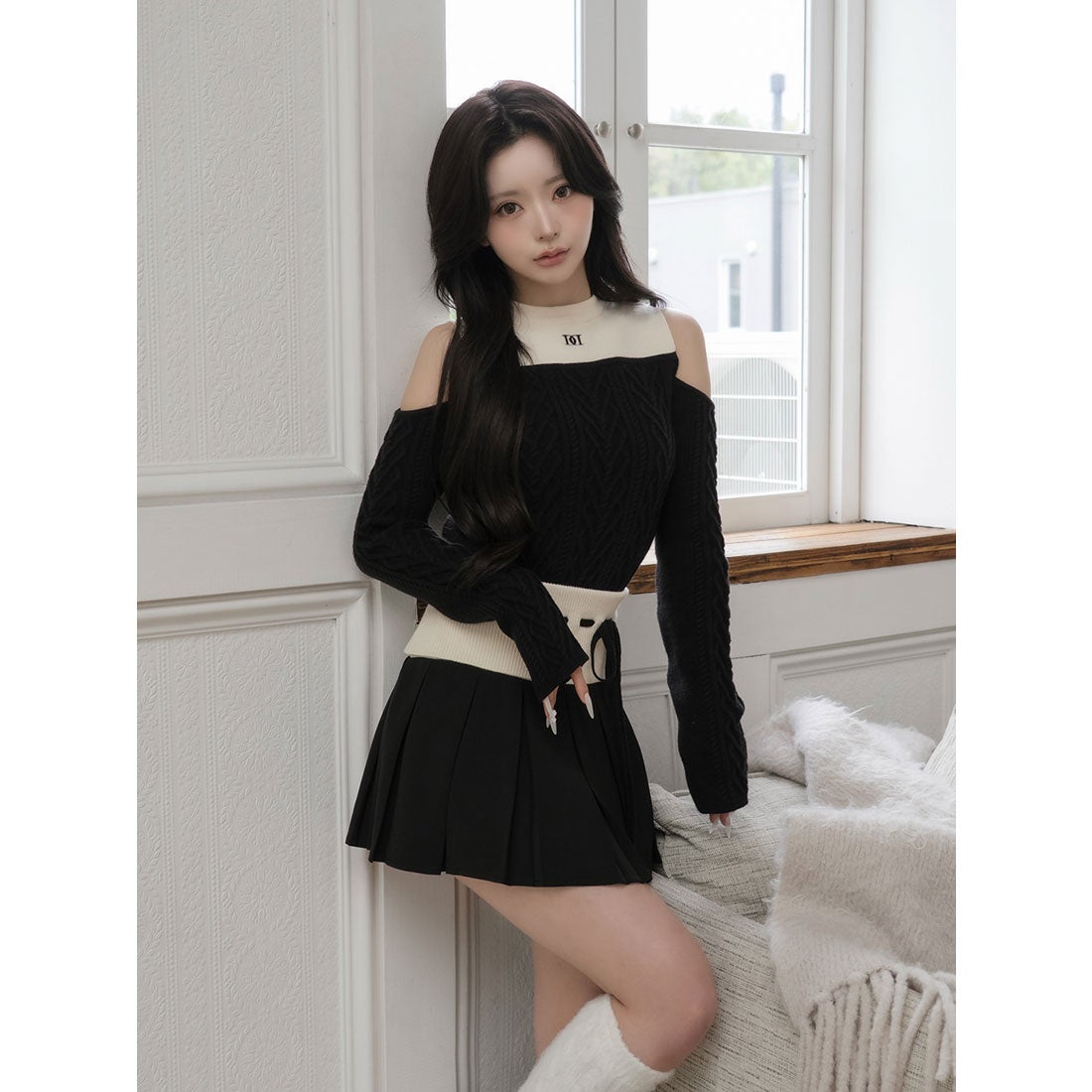 ダーリッチ Darich ショルダーオープンニットセットアップ （ブラック