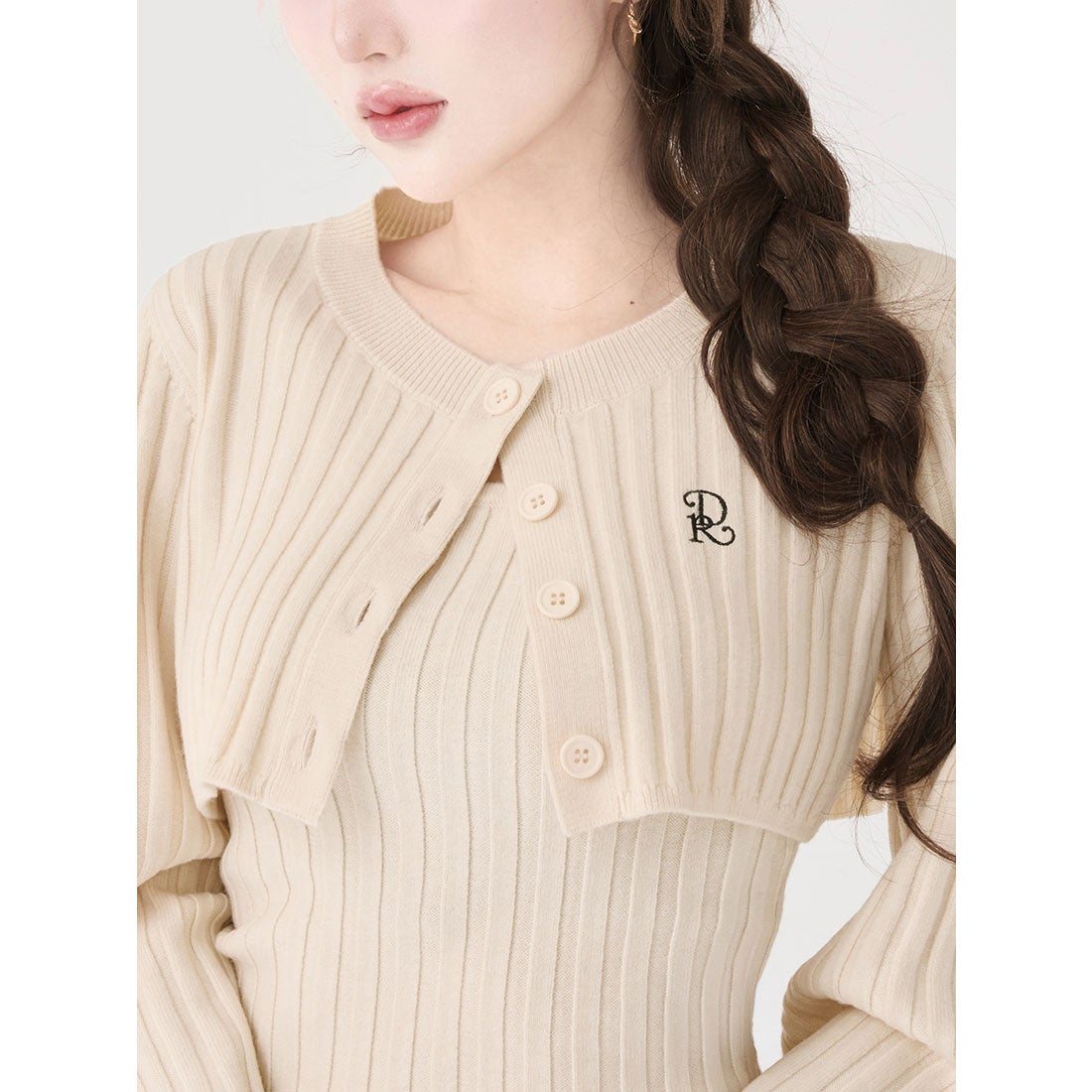 ダーリッチ Darich ショルダーオープンアンサンブルニットトップス