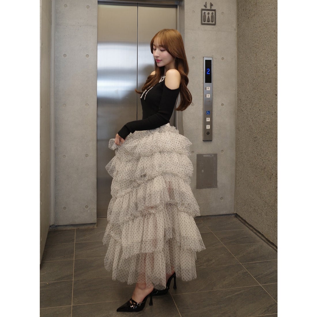 ダーリッチ Darich ボリュームアシメチュールロングスカート