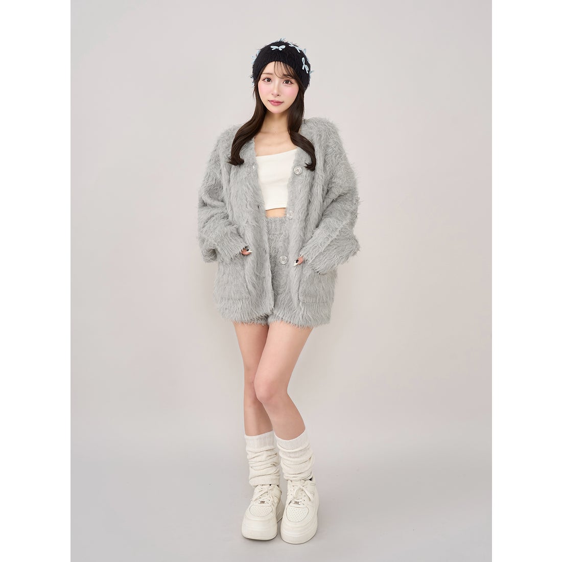 ダーリッチ Darich ヘアリーニットセットアップ （グレー