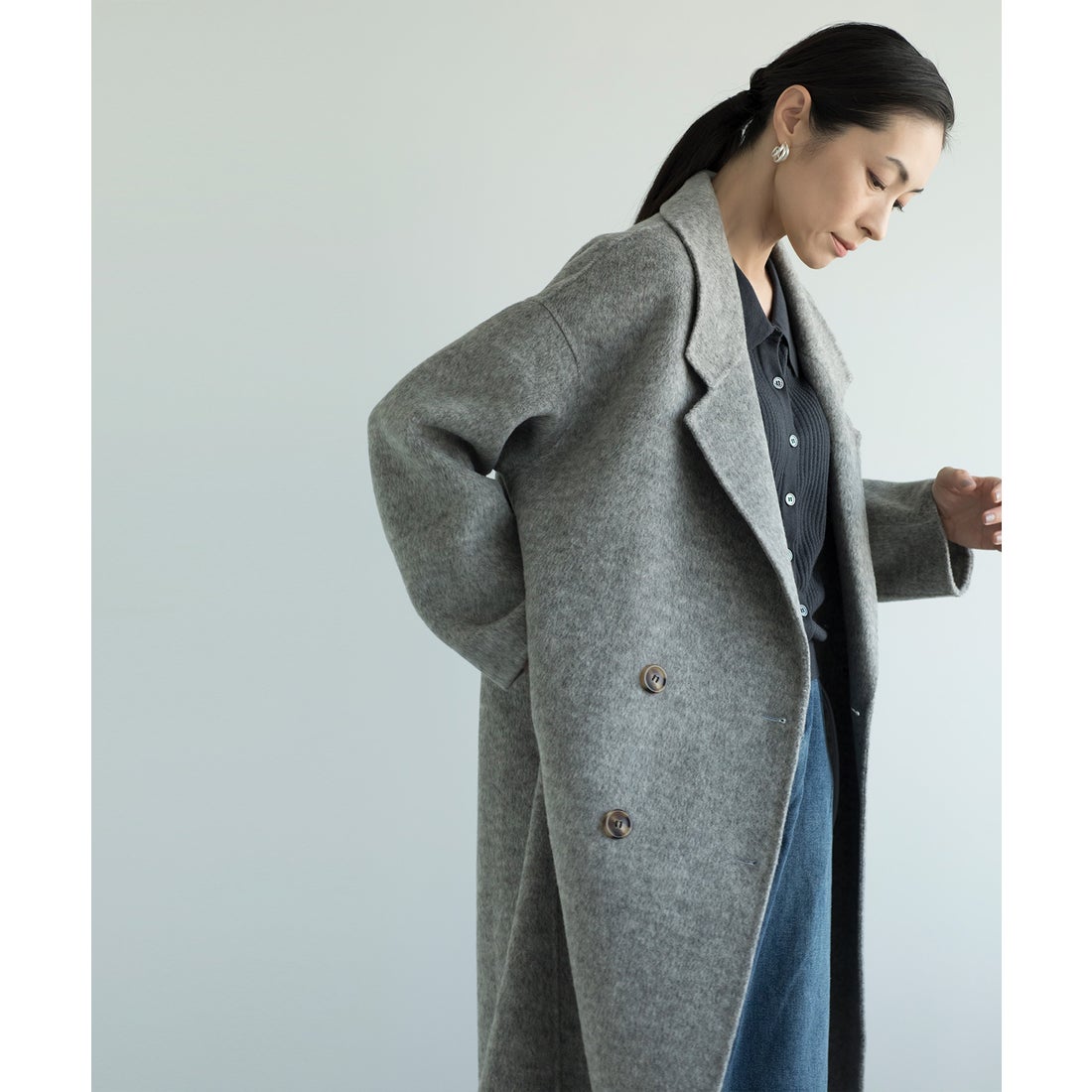 Theory グレー ロングチェスターコート theory グレー チェスターコート M