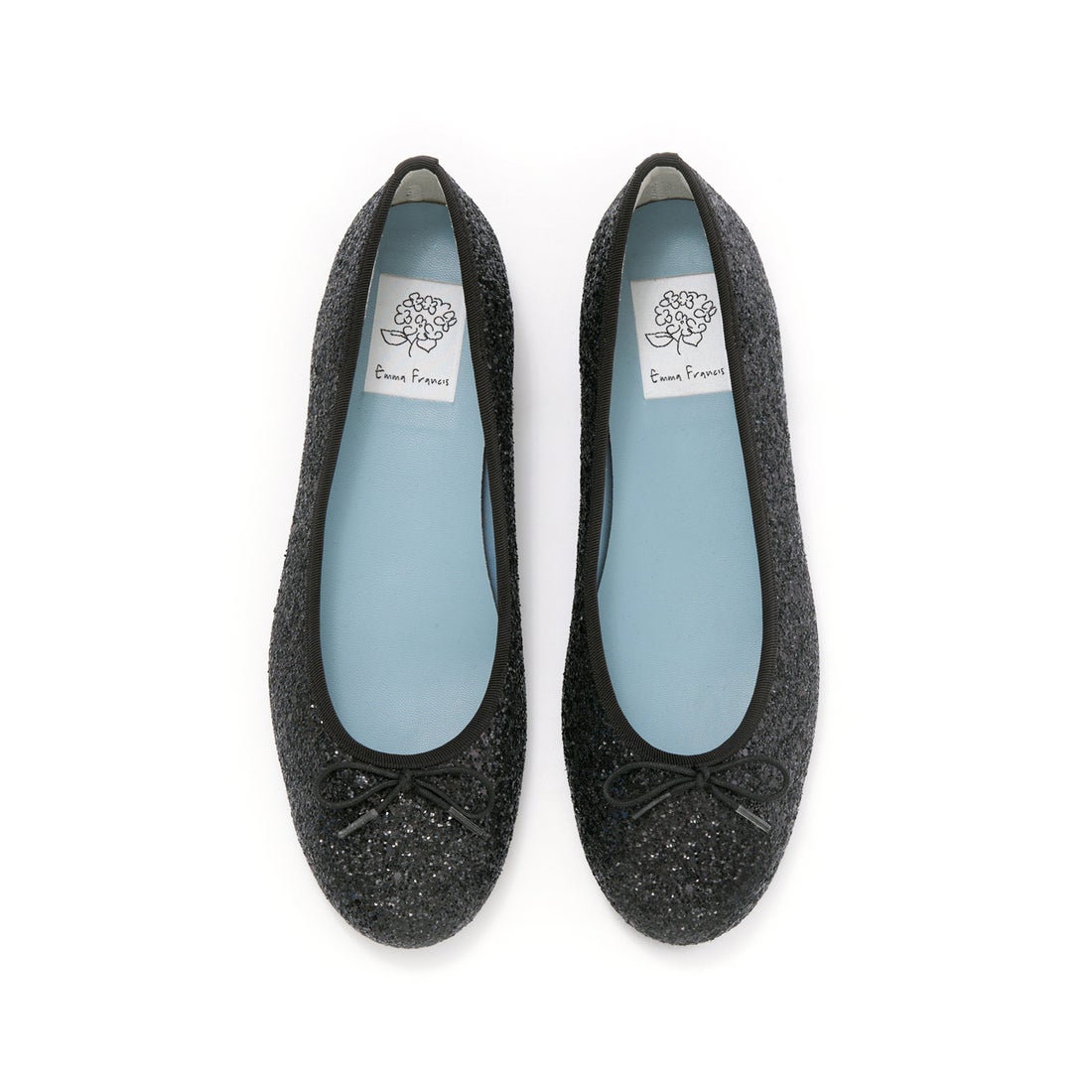 フラット バレエシューズ （ブラック グリッター） -Emma Francis