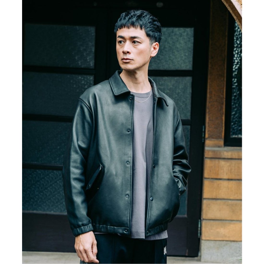 エディフィス EDIFICE べジタブルラムレザー コーチジャケット