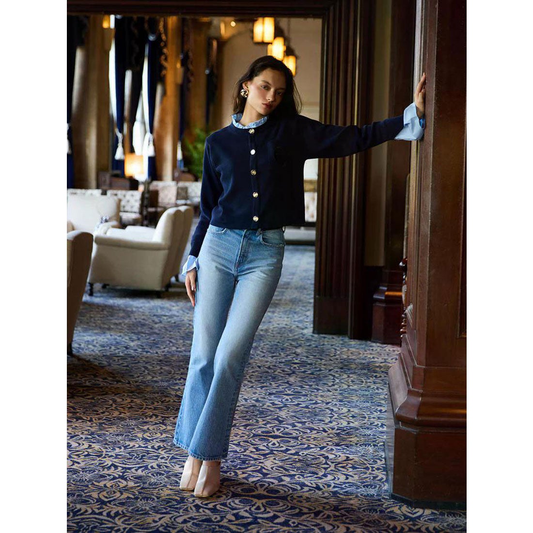 エイミーイストワール EIMY ISTOIRE Attached collar ニット