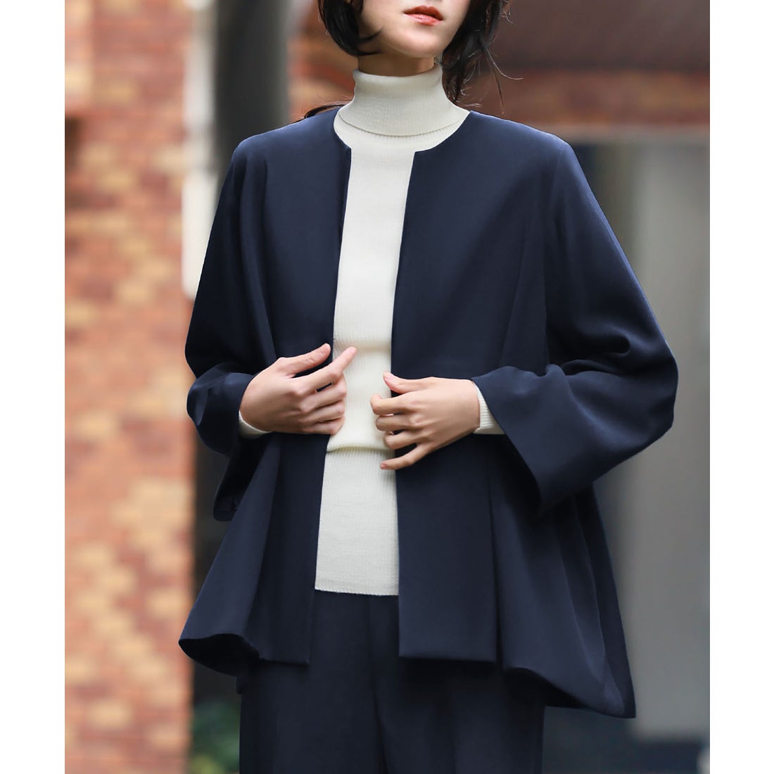 フロリア Flolia 洗える スーツ セットアップ パンツスーツ ノーカラー