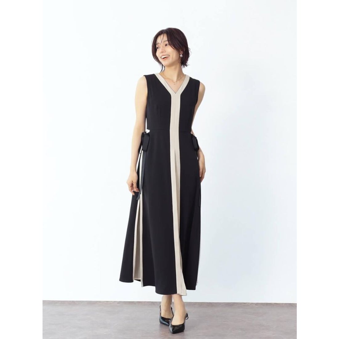 フェンネル FENNEL サイドテープバイカラーロングワンピース