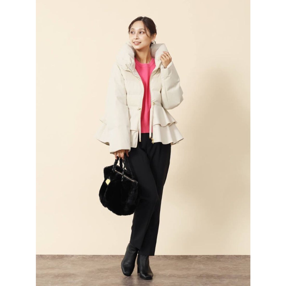 フェンネル FENNEL フレアペプラムダウンコート （ブラック