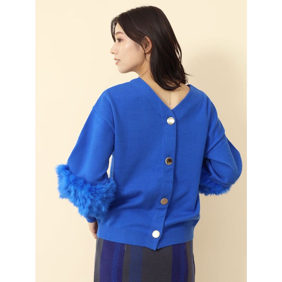 フェンネル FENNEL ラビットファースリーブ2wayニット （グレージュ