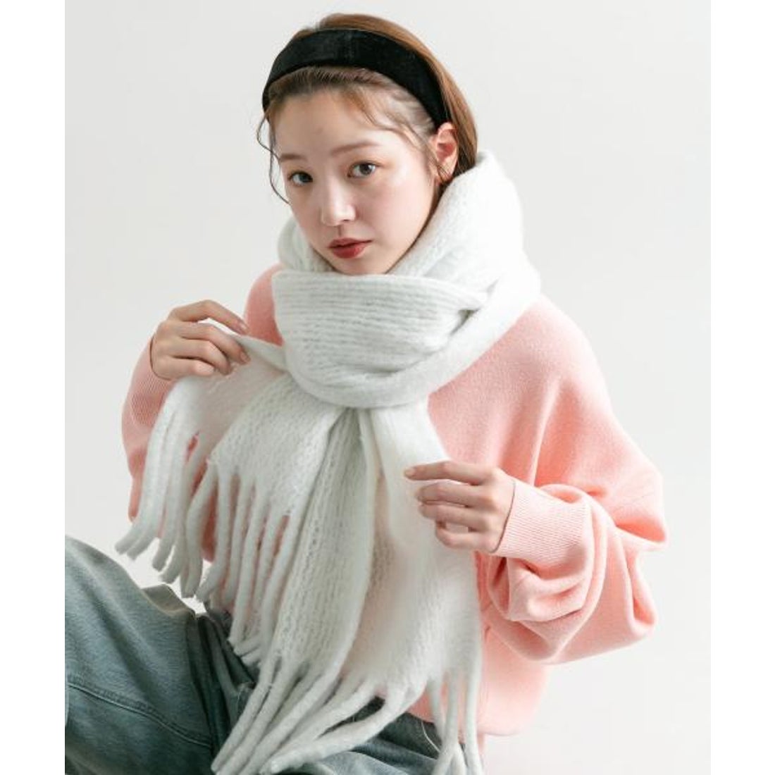 ケービーエフ KBF ビッグフリンジマフラー （IVORY） - ファッション