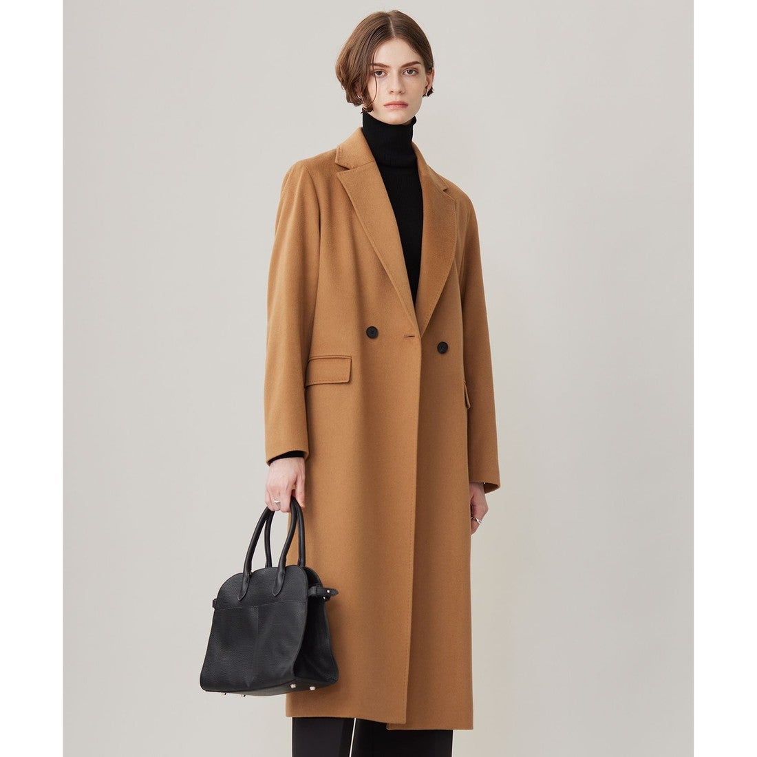 ICB L ピュアカシミヤ チェスターコート （キャメル系） -靴