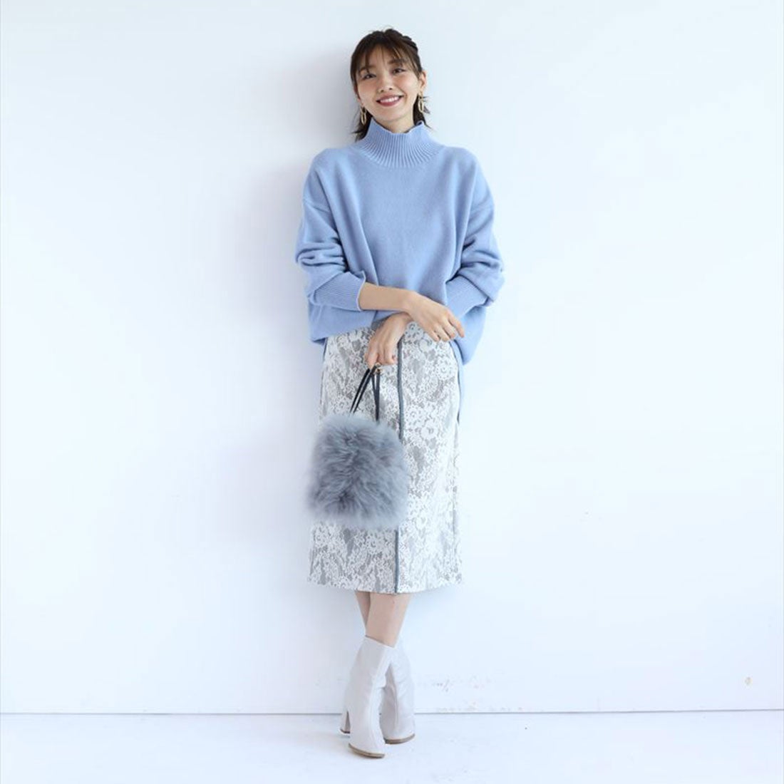 JUSGLITTY ウールカシミヤタートルスリットプルオーバー （ライト