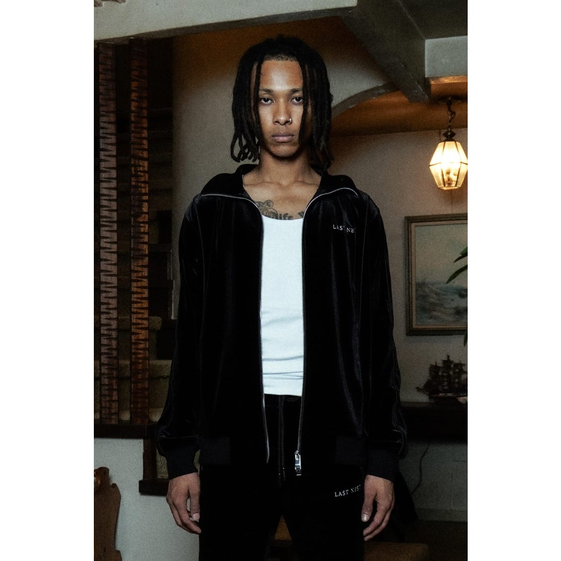 ラストネスト LAST NEST Velour Emb Track Jacket V2 （Black） -FASCINATE