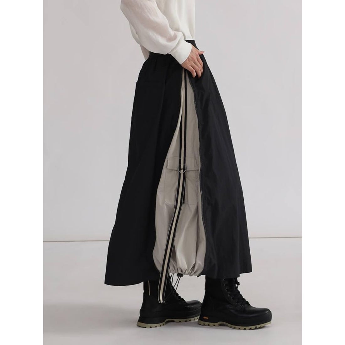 ラシュッド LASUD サイドジップラインスカート （ダークブラウン