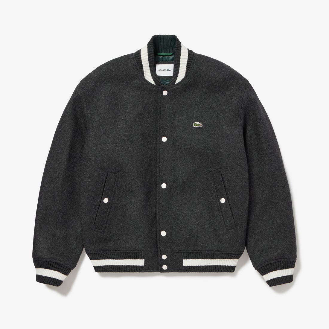 ラコステ LACOSTE ウールブレンドスタジアムジャケット （グレー