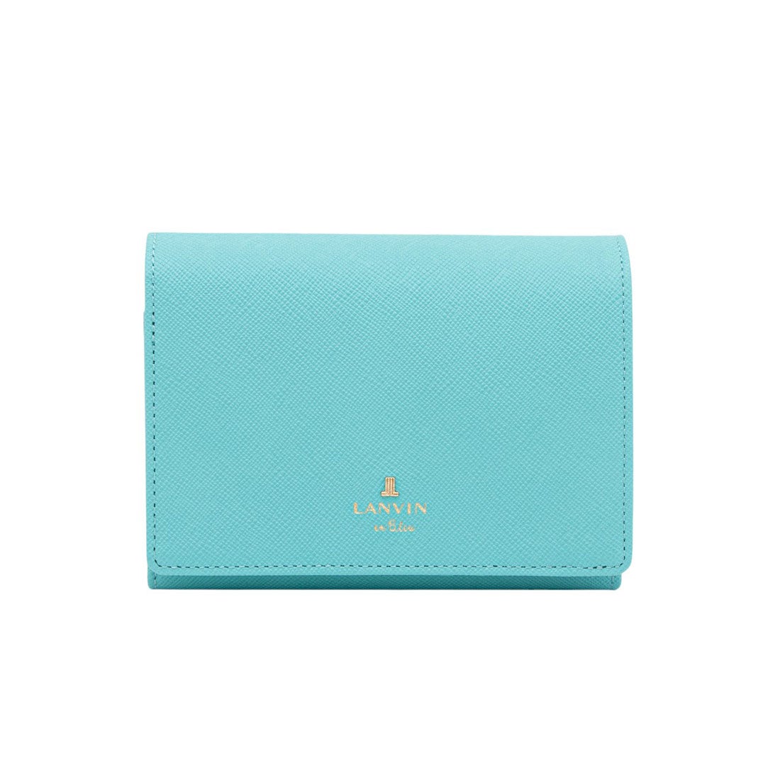 LANVIN en Bleu リュクサンブールカラー 二つ折り被せ財布 エメラルド