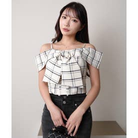 リップサービス LIP SERVICE ツイードリボンオフショルトップス